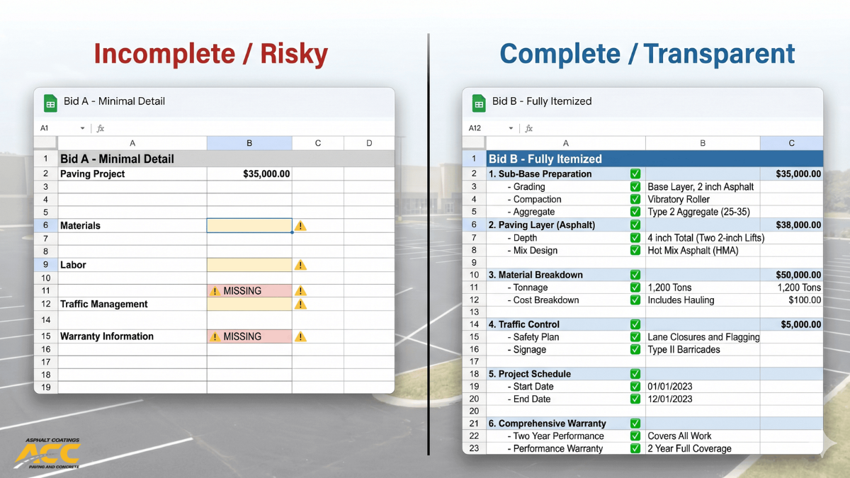 How to Compare Commercial Paving Bids & Quotes