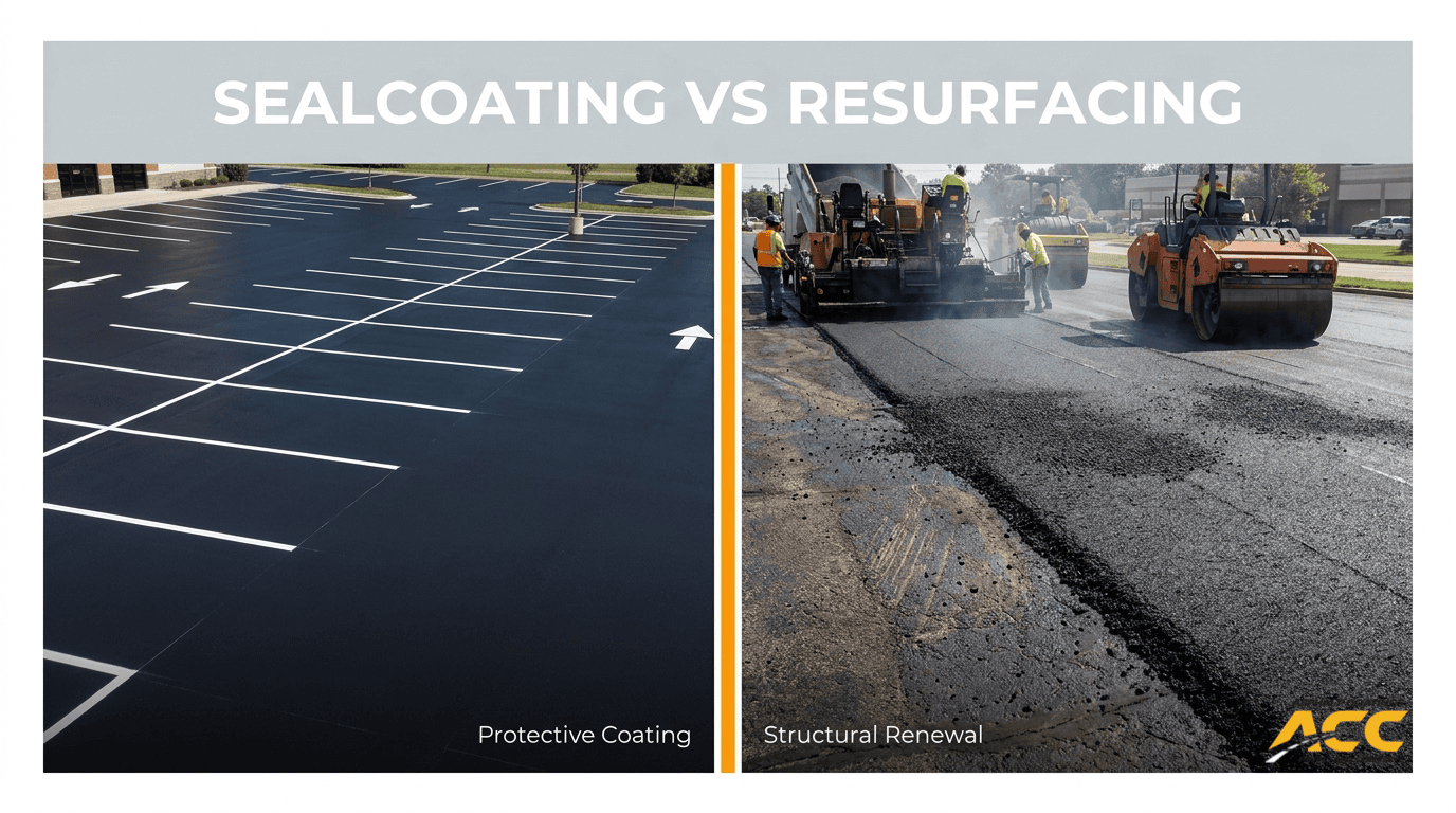 Sealcoating vs. Asphalt Resurfacing for Commercial Lots