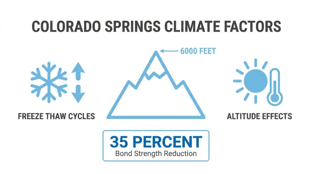Colorado Springs climate factors infographic showing freeze-thaw cycles and altitude effects