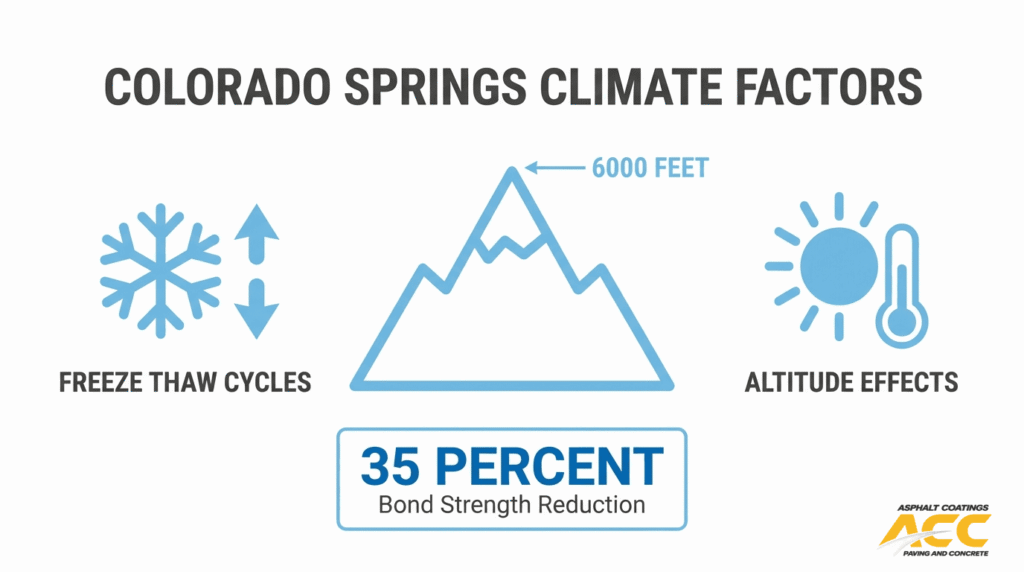 Colorado Springs climate factors infographic showing freeze-thaw cycles and altitude effects