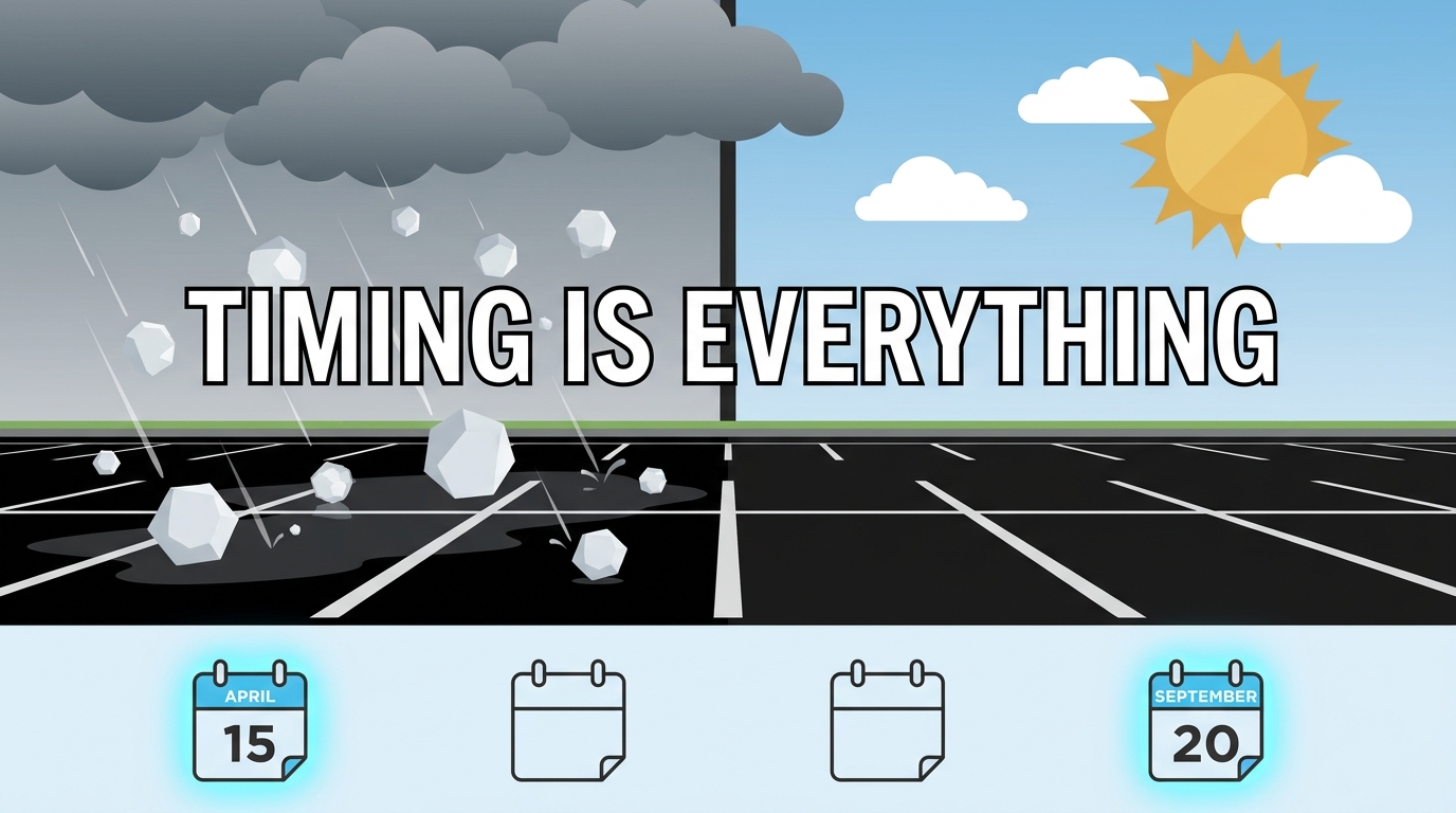 How Should You Schedule Commercial Sealcoating Around Colorado Springs’ Summer Hail Season?