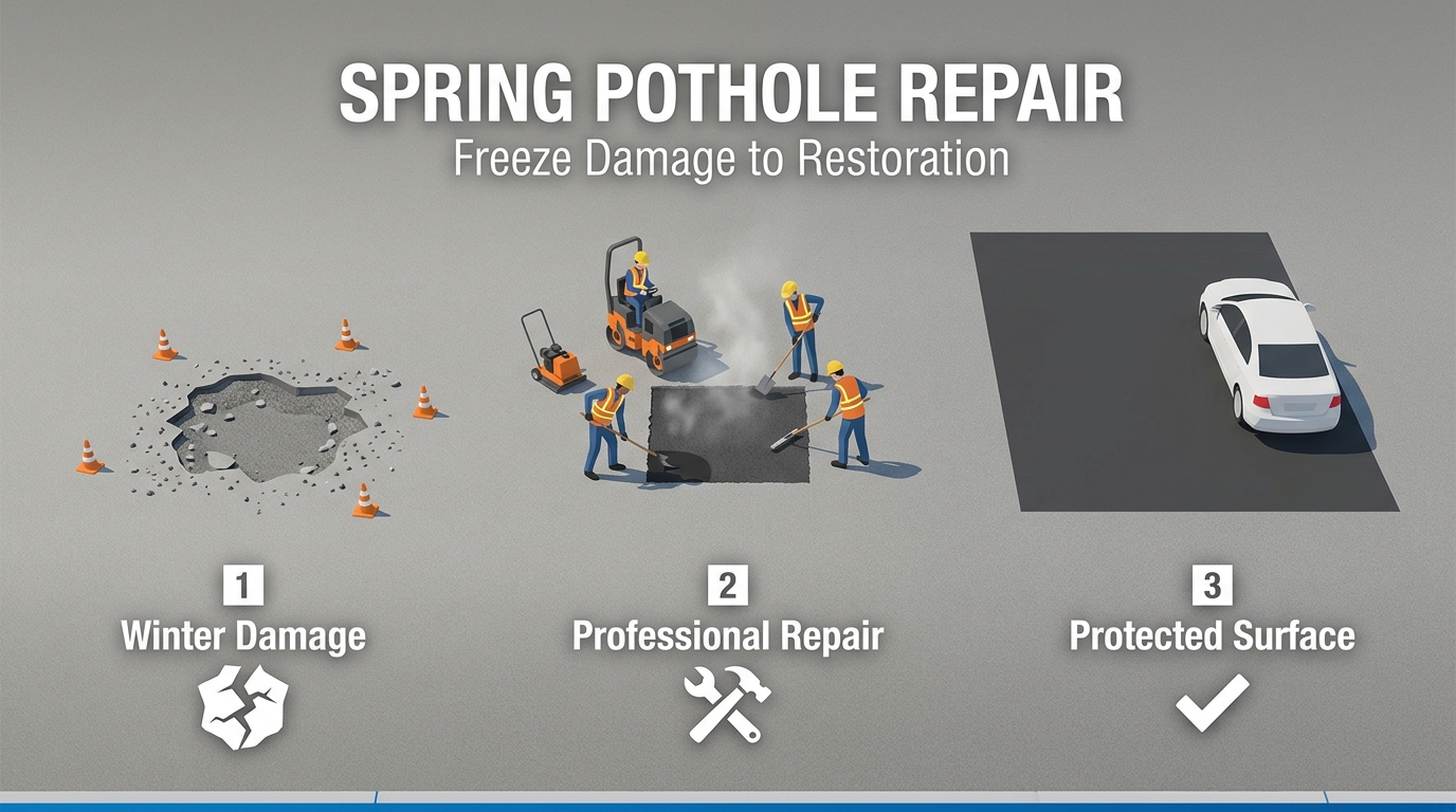 What Does Spring Pothole Repair Involve for Colorado Springs Commercial Lots After 150+ Freezing Nights?