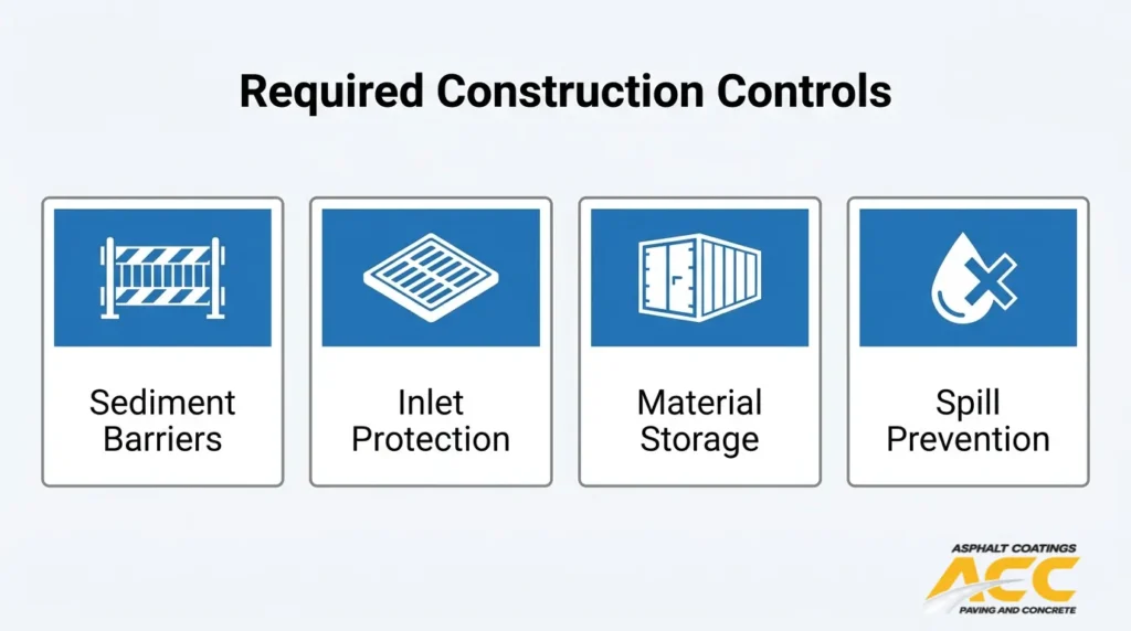 Infographic showing what Stormwater BMPs are required during repaving construction