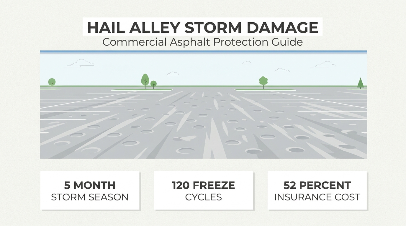 How Does Hail Alley Storm Season Damage Commercial Asphalt in Colorado Springs?