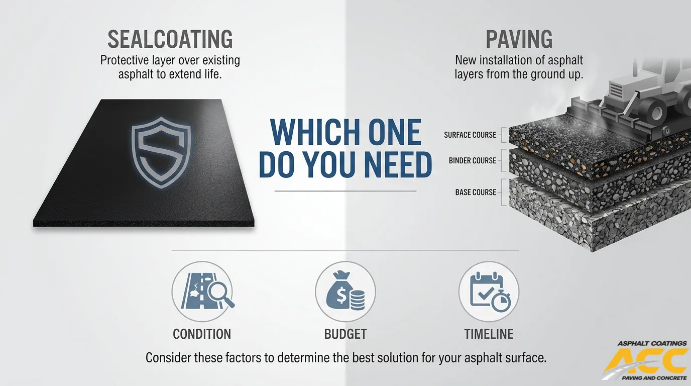Sealcoating vs. Paving: How to Know Your Commercial Parking Lot Actually Needs