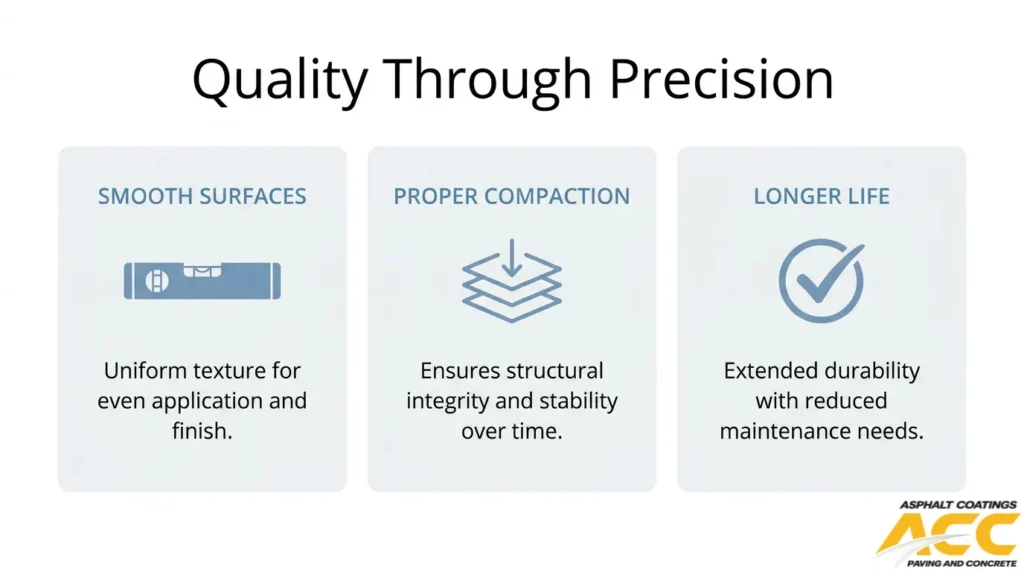 Certified paving operators improve quality through smooth surfaces, proper compaction, and longer pavement life