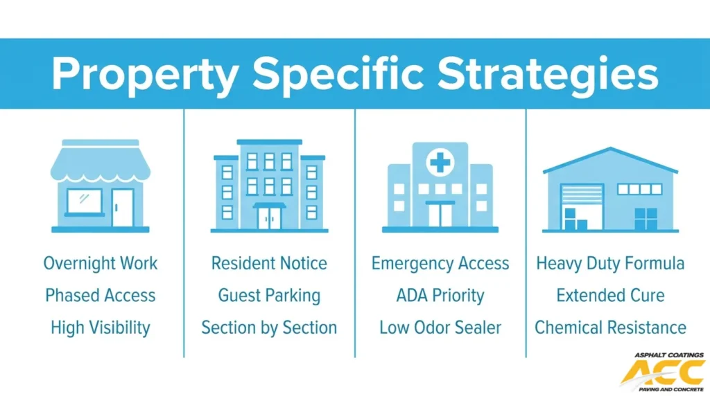 Sealcoating strategies for retail, residential, healthcare, and industrial commercial properties