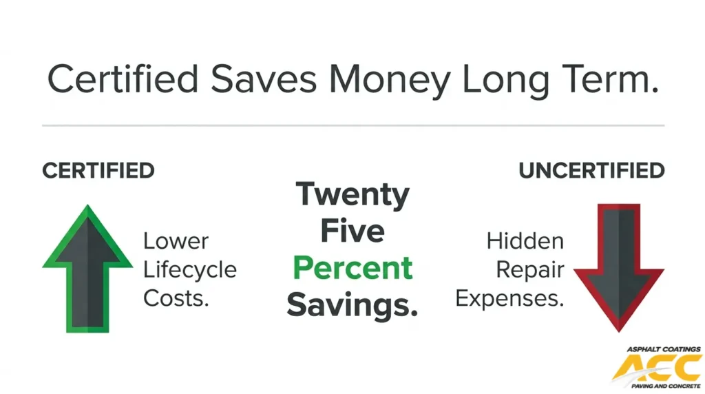 Certified versus uncertified operator cost comparison highlighting lower lifecycle costs and reduced repair expenses