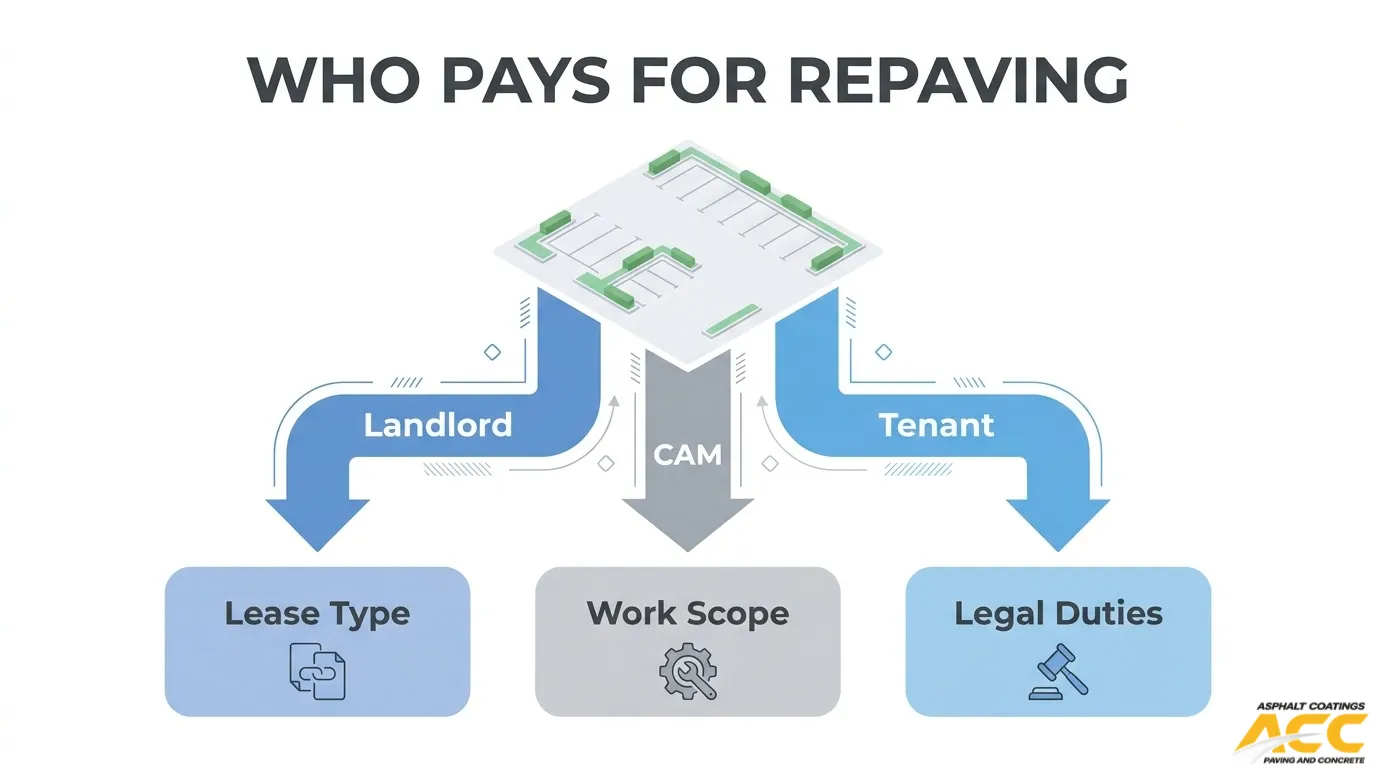 Who Ultimately Pays for Parking Lot Repaving When CAM, Landlords and Tenants Are Involved?