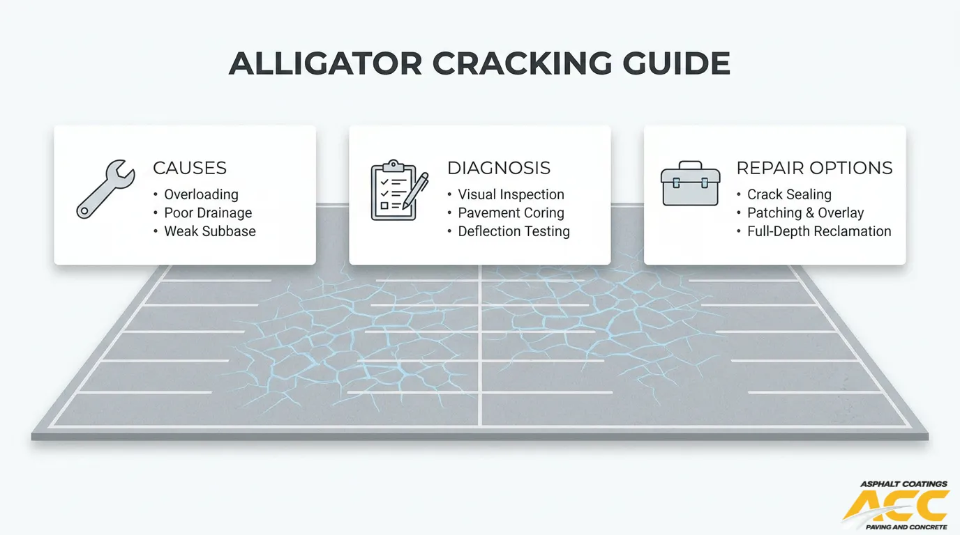 Alligator Cracking in Commercial Parking Lots: Causes, Repair Options and When Replacement Is the Only Fix